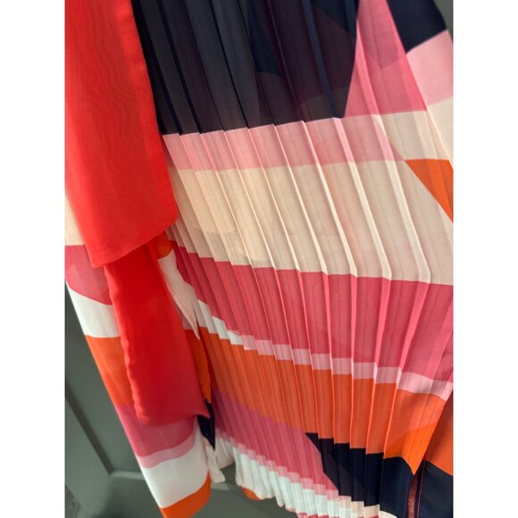 Vince Camuto Colorblock Pleated Halter Maxi Dress Size 2 Multicolor Pink/Orange/ - Picture 5 of 10